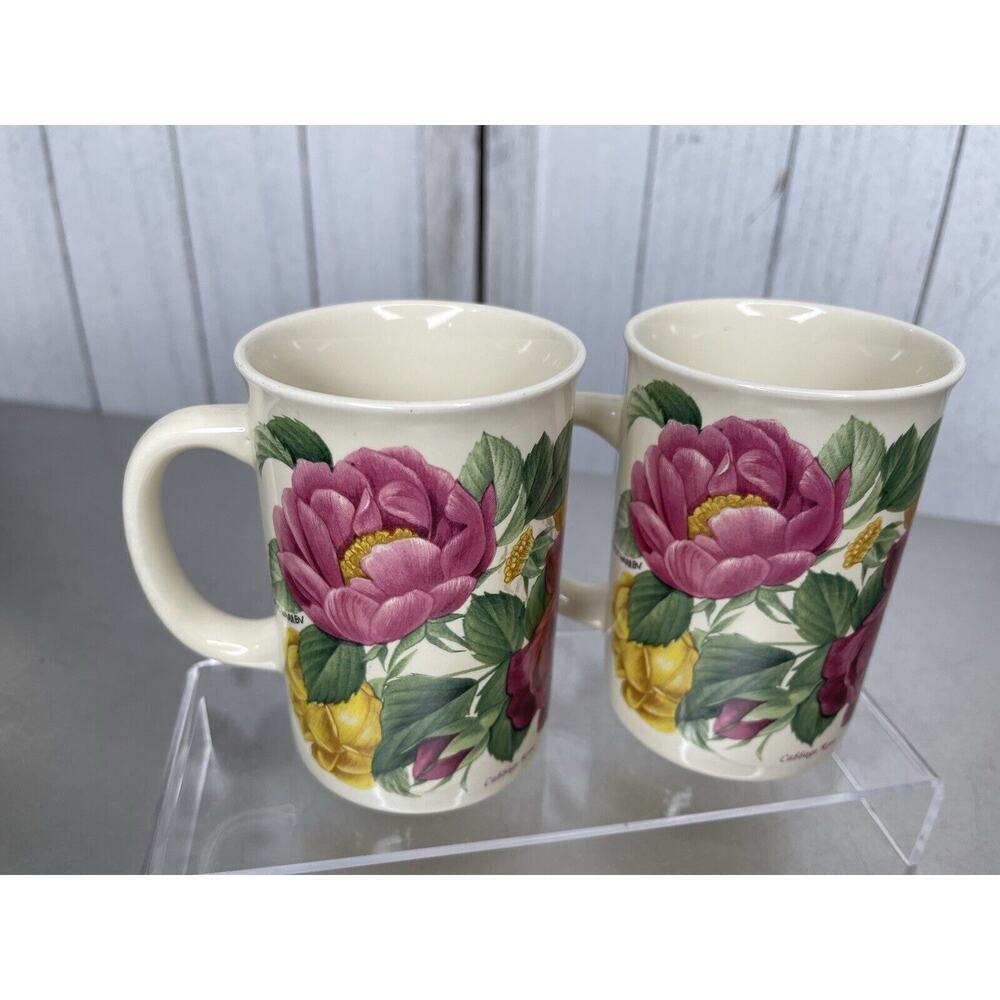 Otagiri Advantage Collection Cottage Rose Coffee Tea Mug Ceramic 8 oz Set Of 2